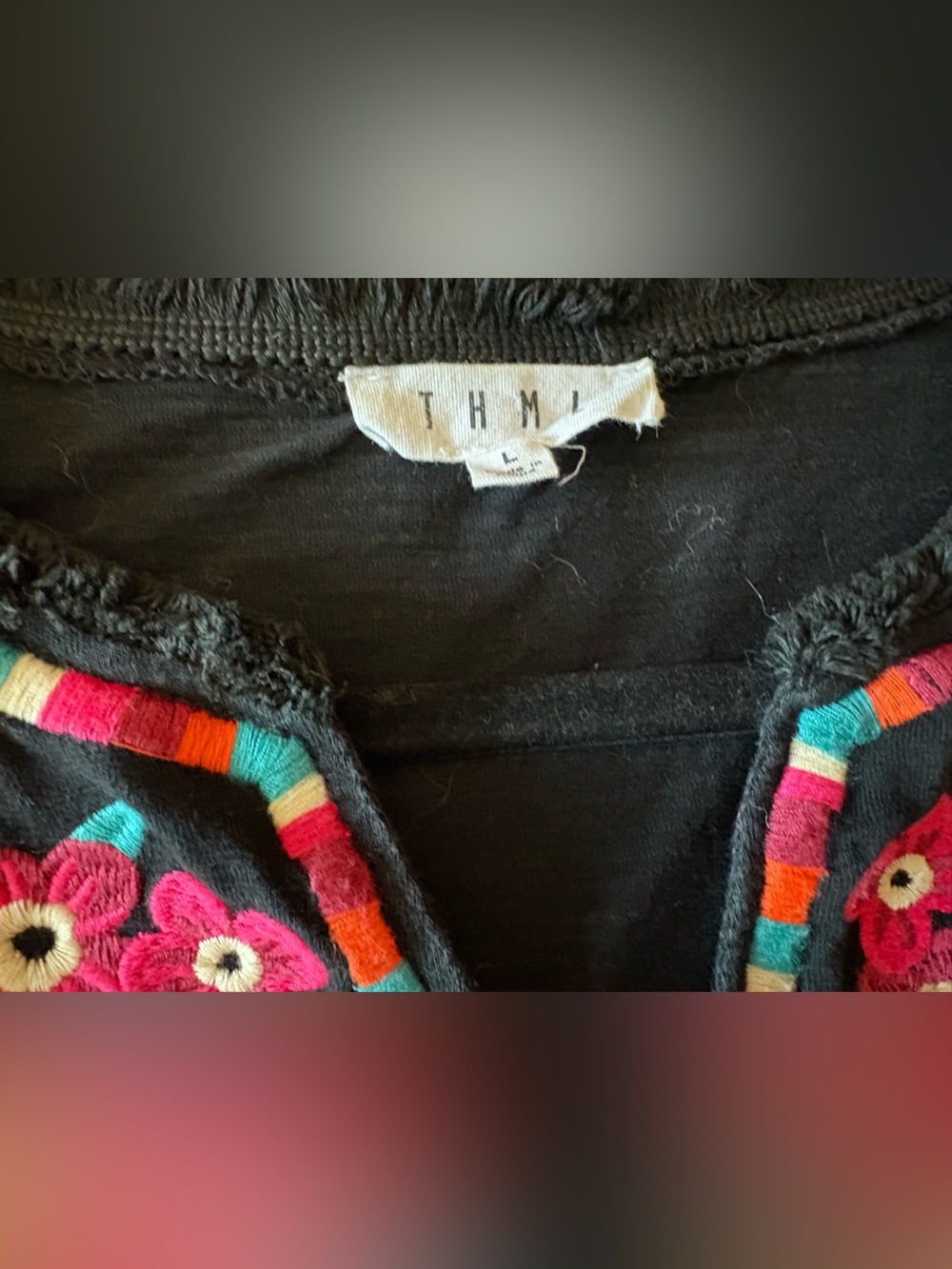 THML Black Embroidered Floral Top - Picture 4 of 5